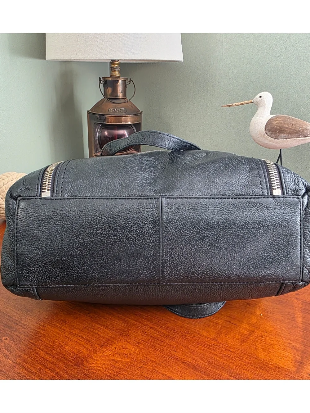 Michael Kors Zipper Tote Bag Black Pebbled Leather Bag - Picture 8 of 16